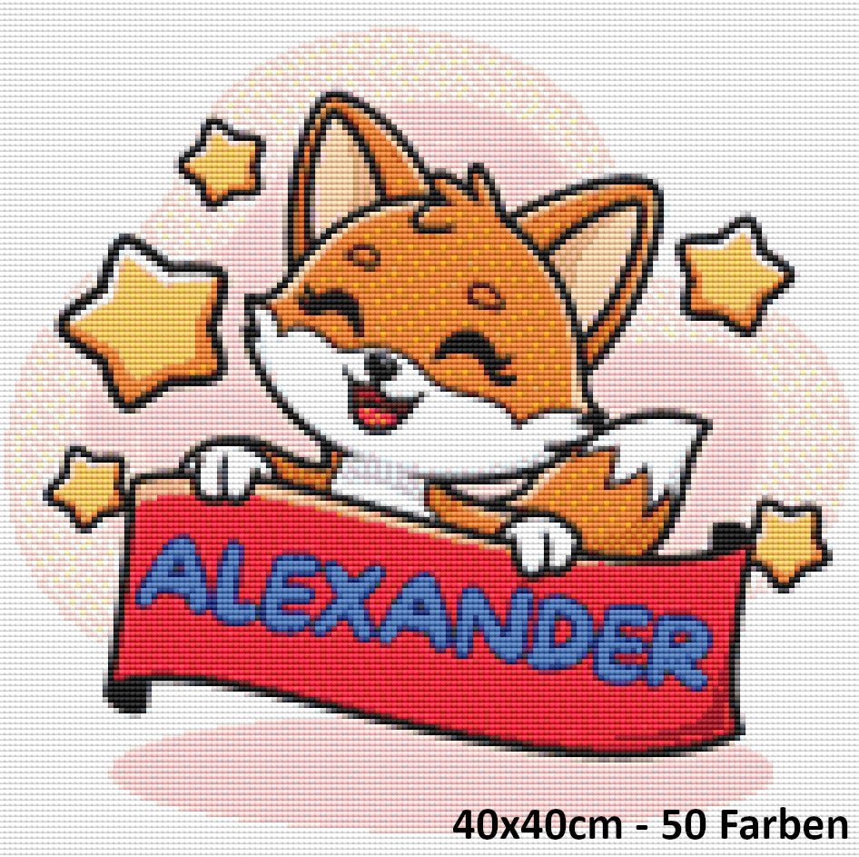 Weißer Fuchs mit personalisierten Namen - Lucky Soul Diamonds