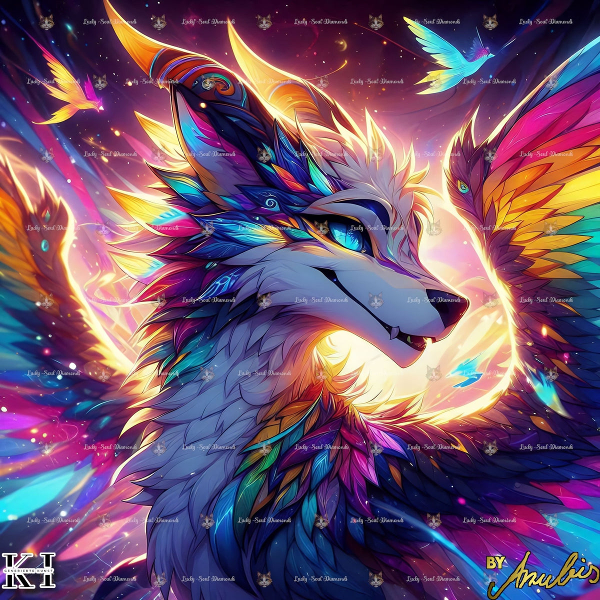 Majestic Wolf Flight - Lucky Soul Diamonds