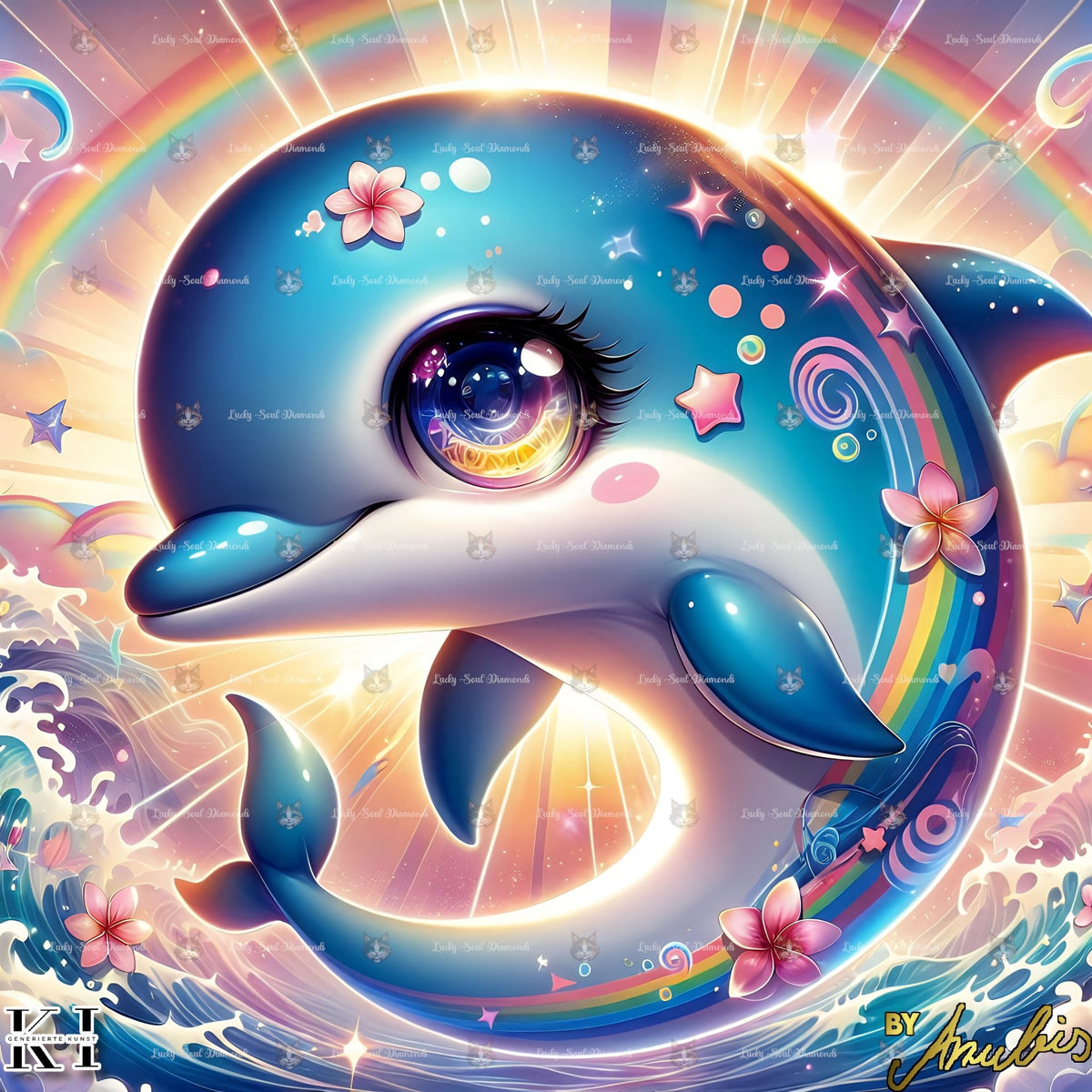 Little Baby Dolphin jump - Lucky Soul Diamonds