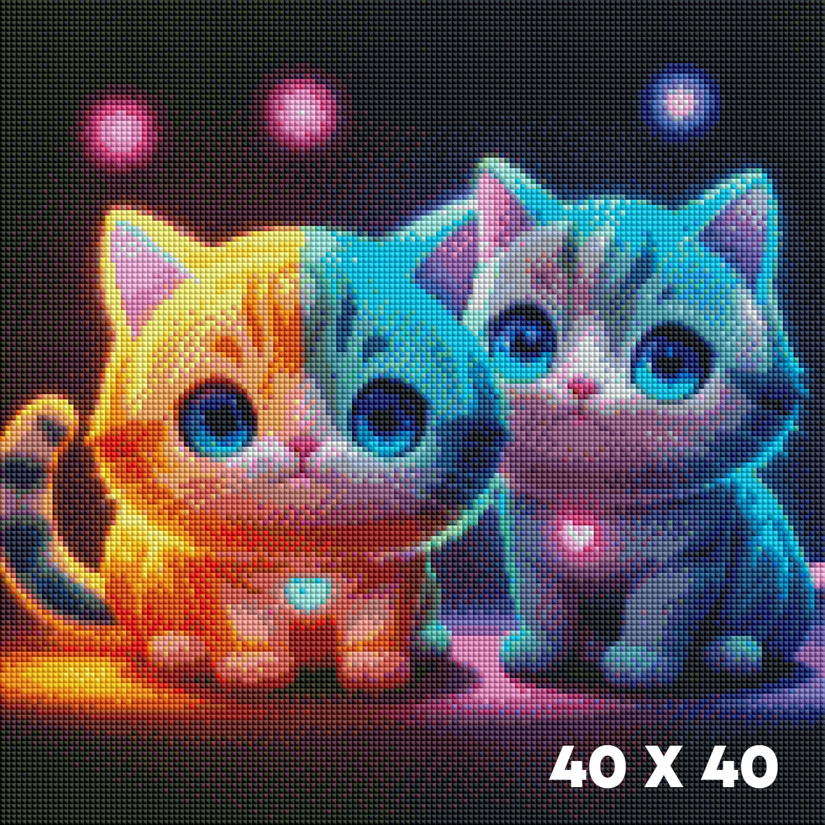 Leuchtende Katzenherzen - BB Fresh Diamond Art