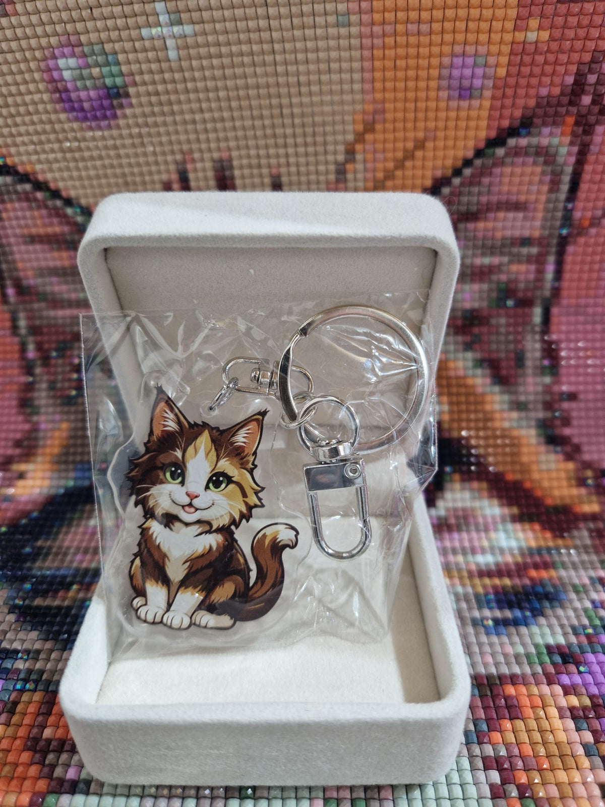 Acryl - Schlüsselanhänger mit Lucky Maskottchen SILBER RING - Lucky Soul Diamonds