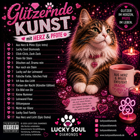 Lucky Soul Diamonds Musik Album | Glitzernde Kunst mit Herz & Pfote | Digital Deluxe Album