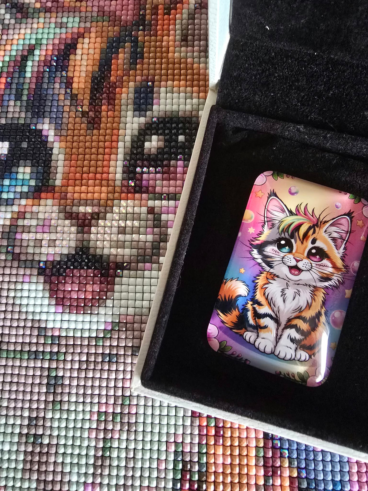 Cover Minder "Liebevolle Katze" mit Glas & Magnet