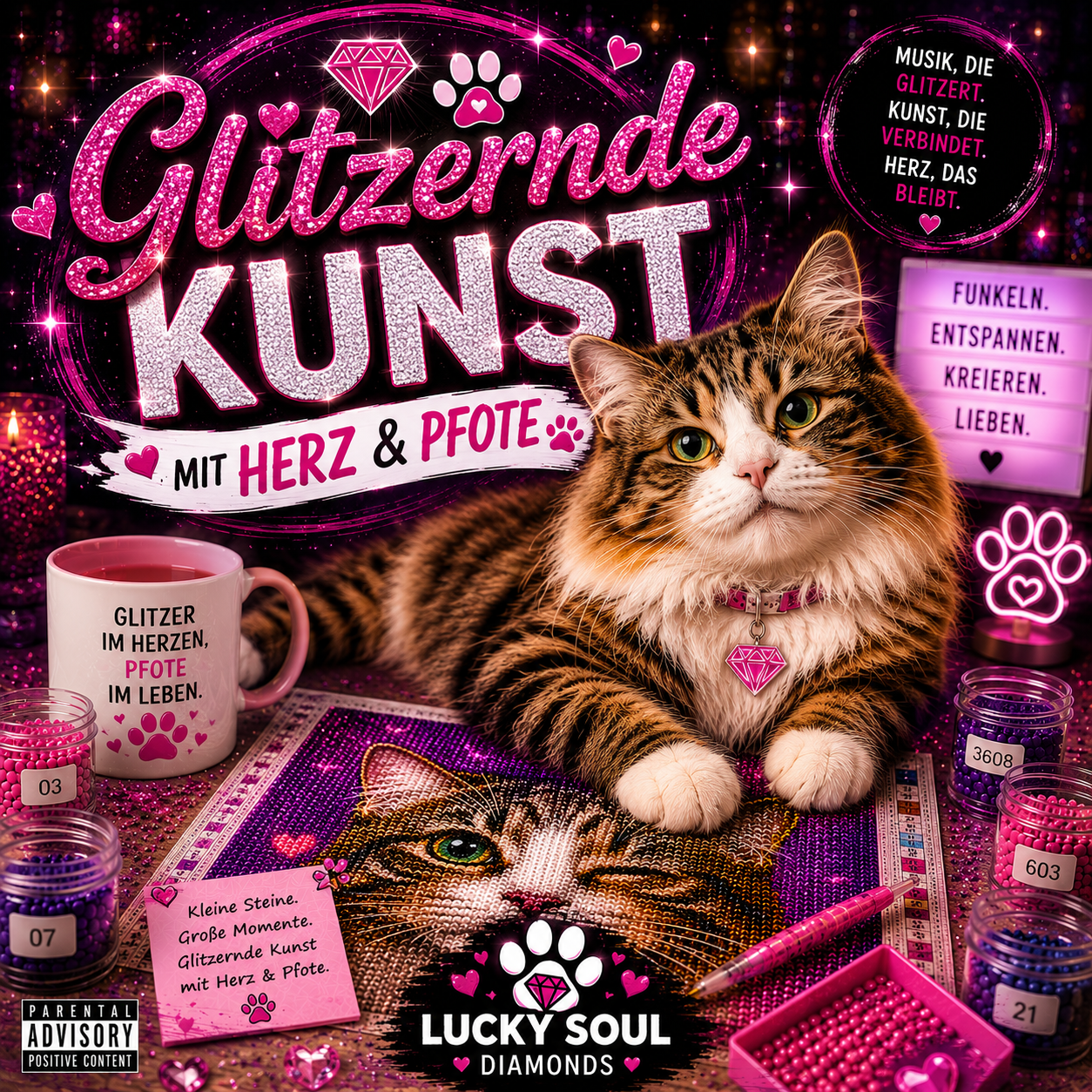 Lucky Soul Diamonds Musik Album | Glitzernde Kunst mit Herz & Pfote | Digital Deluxe Album