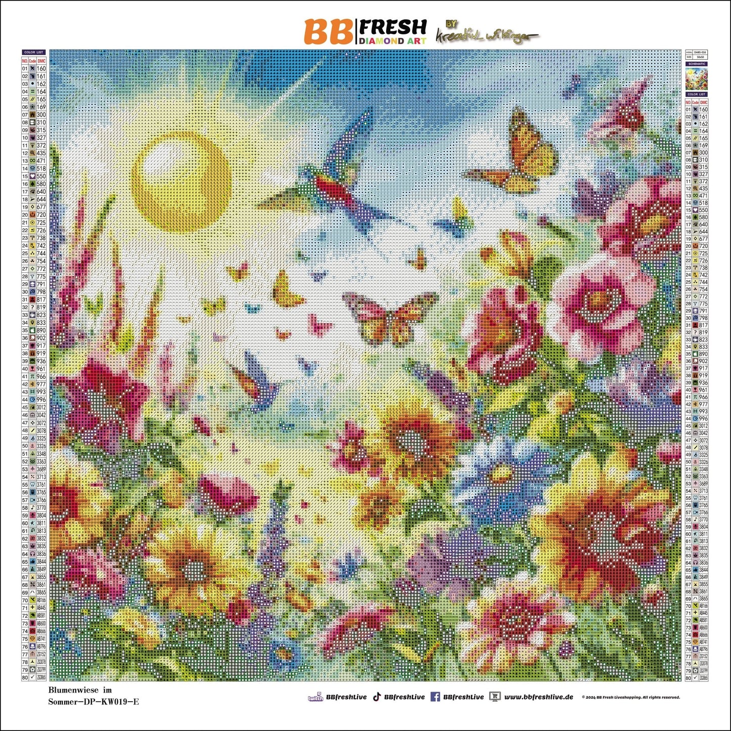 Blumenwiese im Sommer - BB Fresh Diamond Art