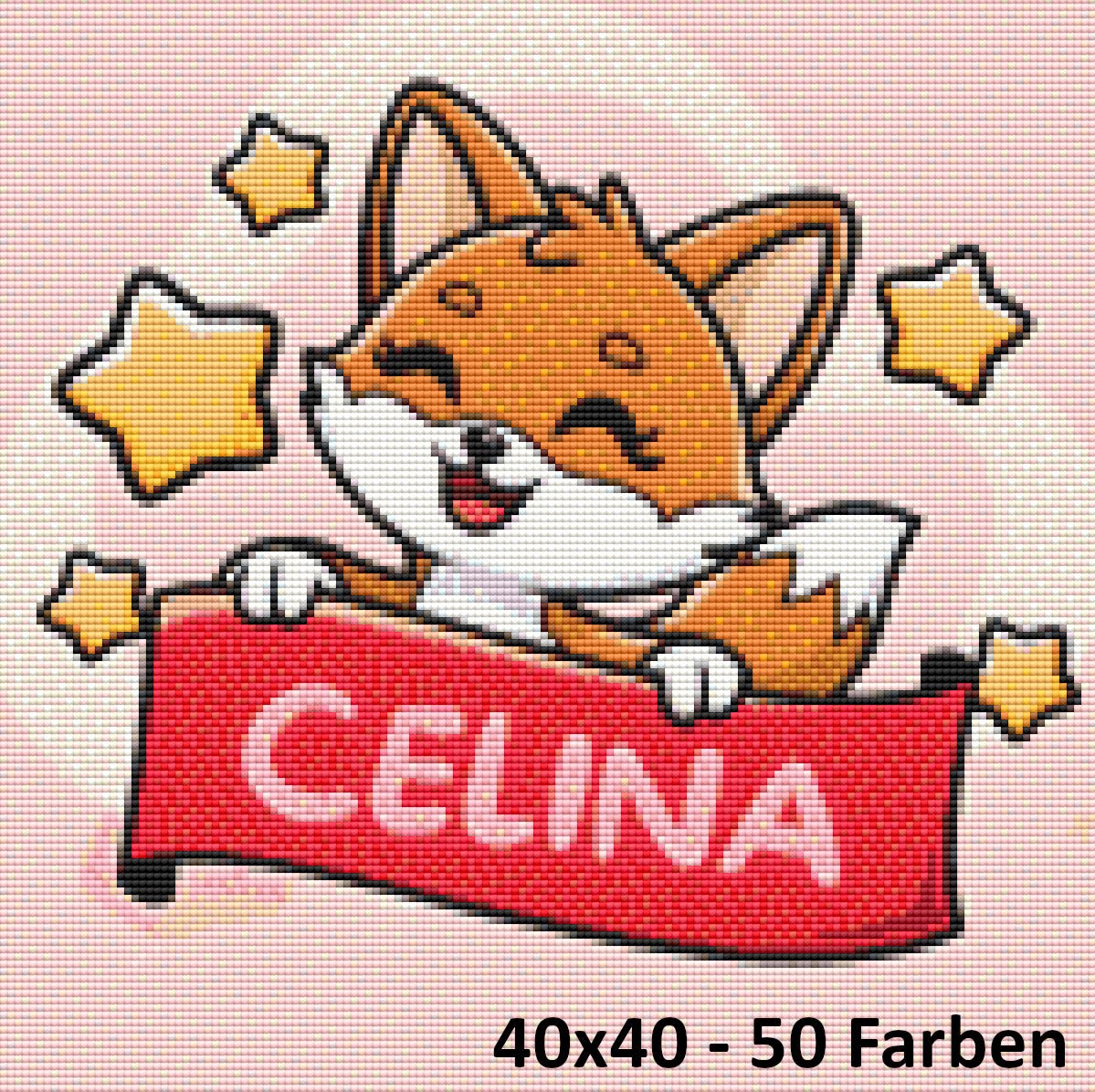 Rosa Fuchs mit personalisierten Namen - Lucky Soul Diamonds