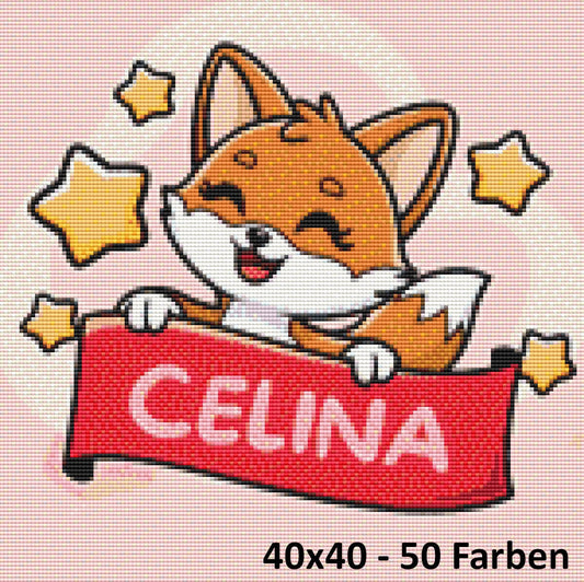 Rosa Fuchs mit personalisierten Namen - Lucky Soul Diamonds