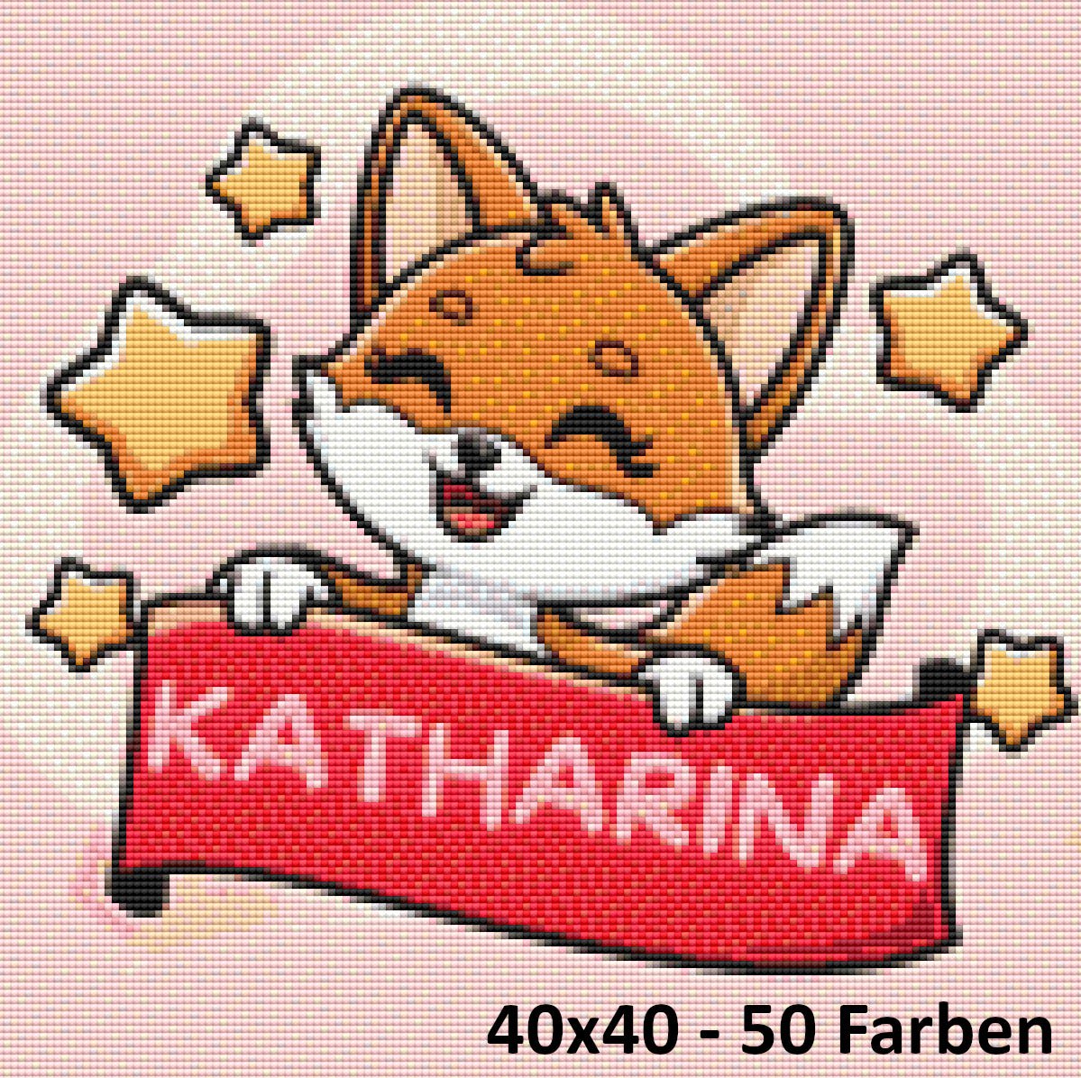 Rosa Fuchs mit personalisierten Namen - Lucky Soul Diamonds