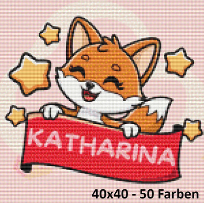 Rosa Fuchs mit personalisierten Namen - Lucky Soul Diamonds