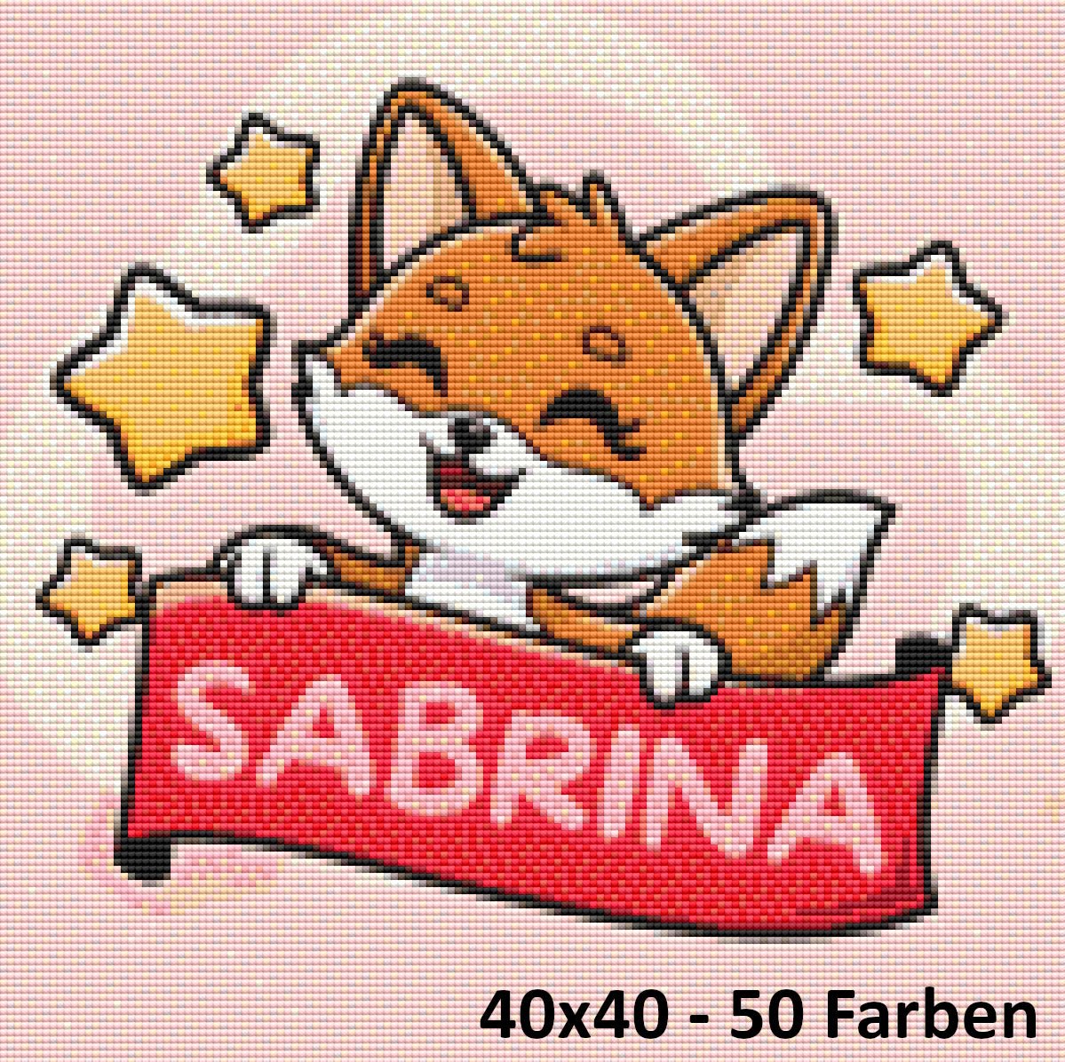 Rosa Fuchs mit personalisierten Namen - Lucky Soul Diamonds