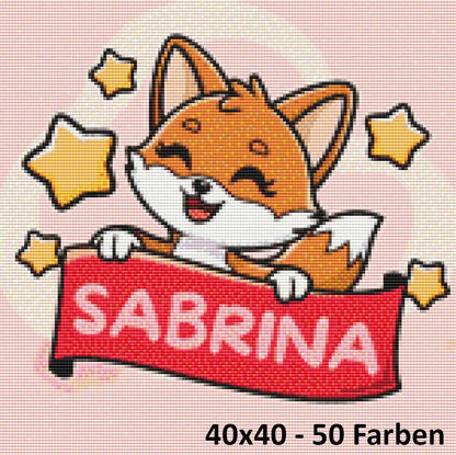 Rosa Fuchs mit personalisierten Namen - Lucky Soul Diamonds