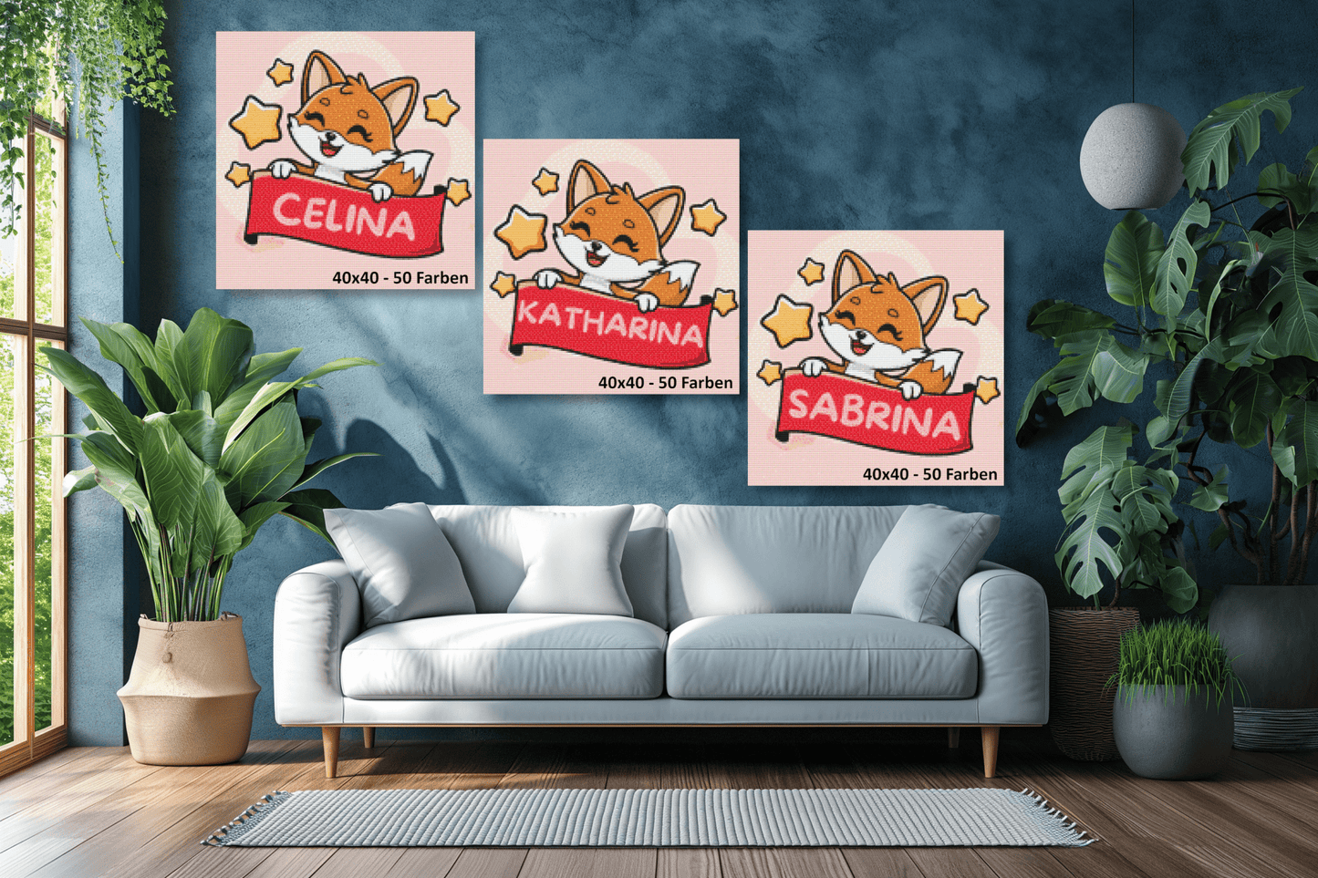 Rosa Fuchs mit personalisierten Namen - Lucky Soul Diamonds