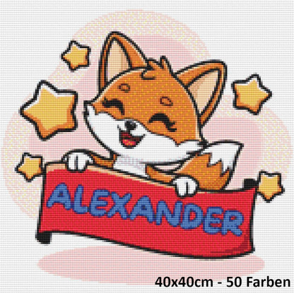 Weißer Fuchs mit personalisierten Namen - Lucky Soul Diamonds