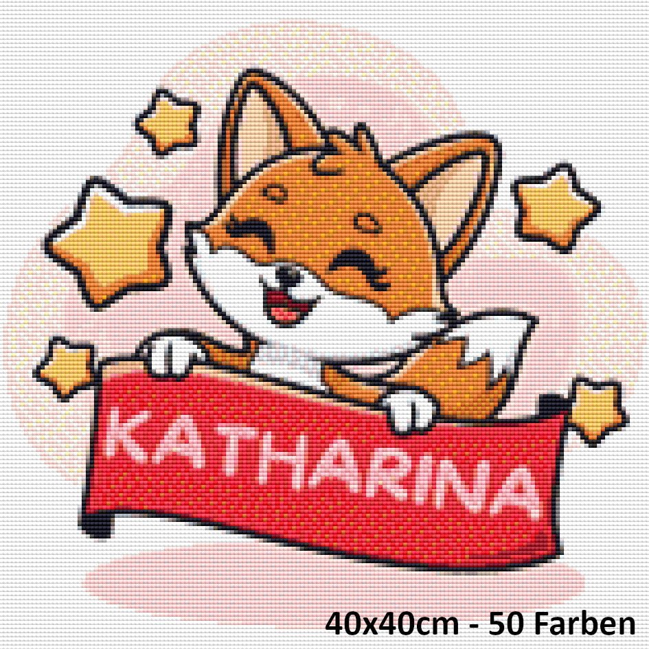 Weißer Fuchs mit personalisierten Namen - Lucky Soul Diamonds