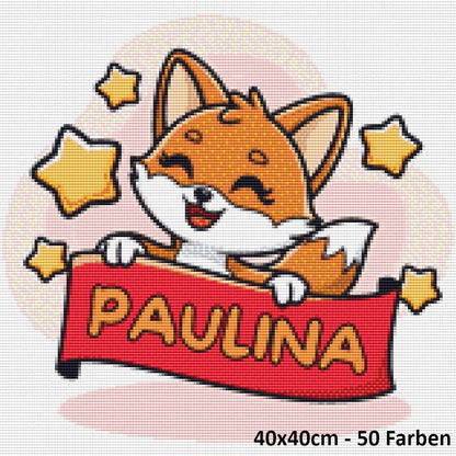 Weißer Fuchs mit personalisierten Namen - Lucky Soul Diamonds