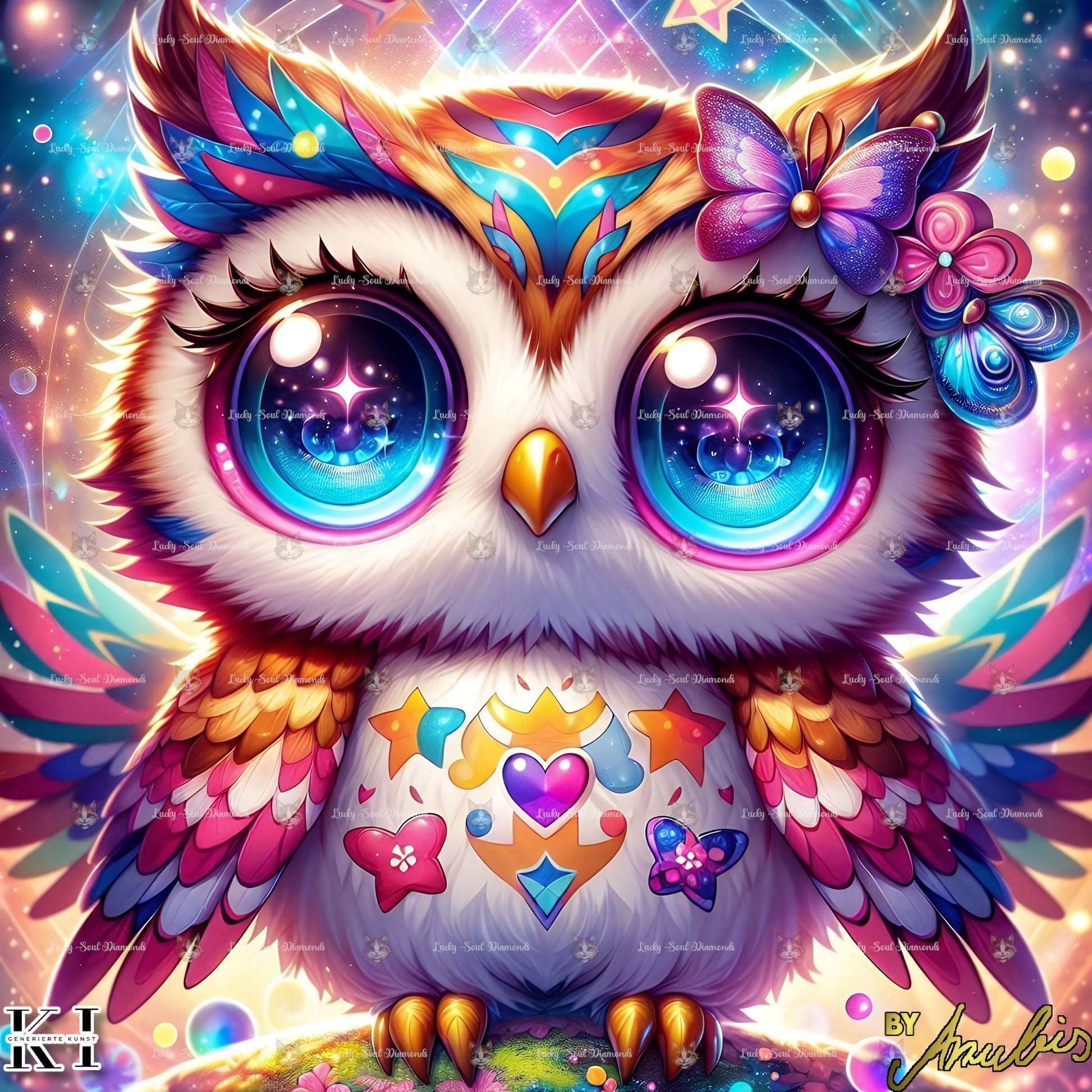 Little Baby Owl standing - Lucky Soul Diamonds