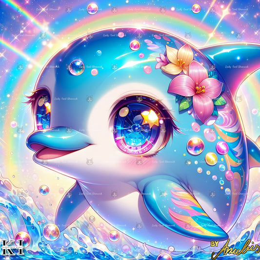 Little Baby Dolphin swim - Lucky Soul Diamonds