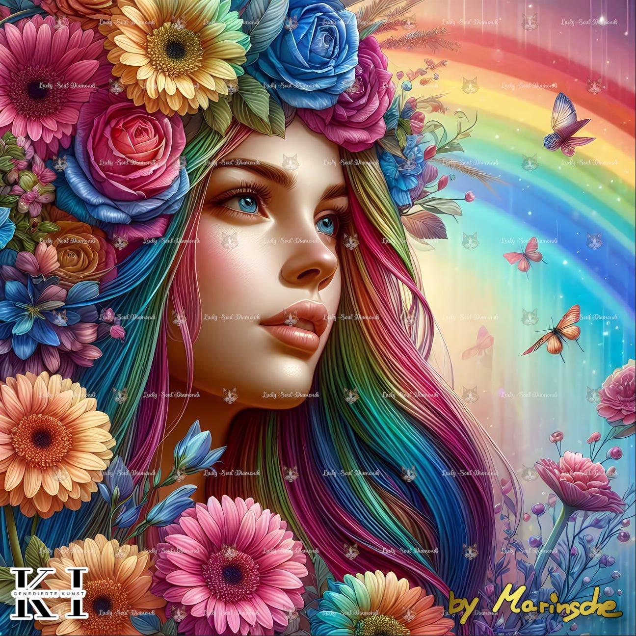 Rainbow Flower Girl - Lucky Soul Diamonds