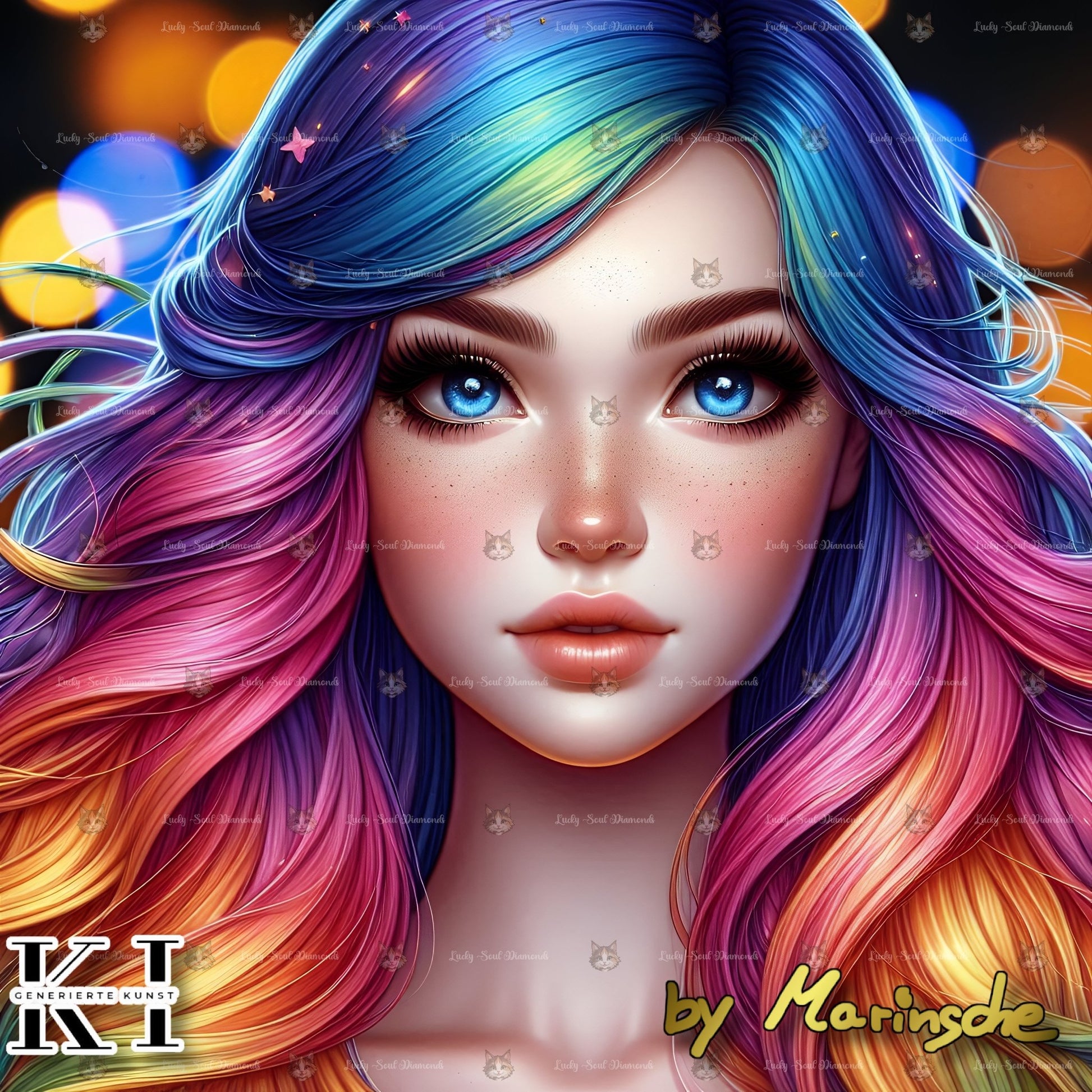 Rainbow Girl at Night - Lucky Soul Diamonds