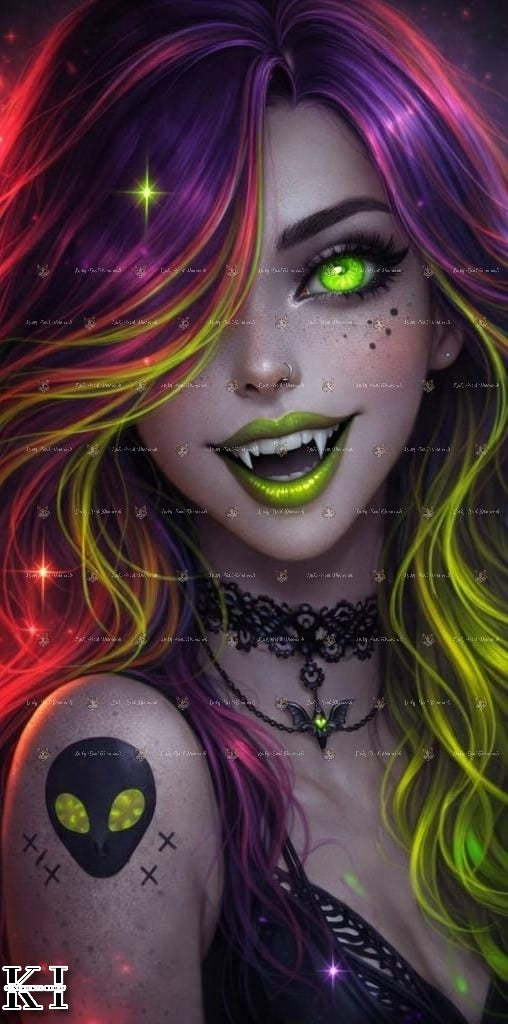 Neon Moon Vampire Girl
