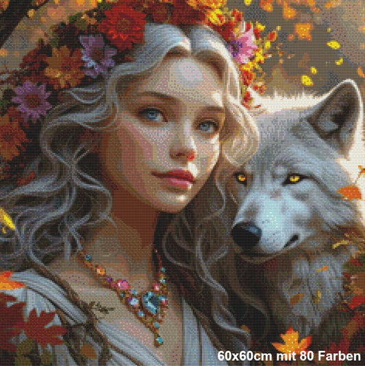 Lady mit Wolf - BB Fresh Diamond Art