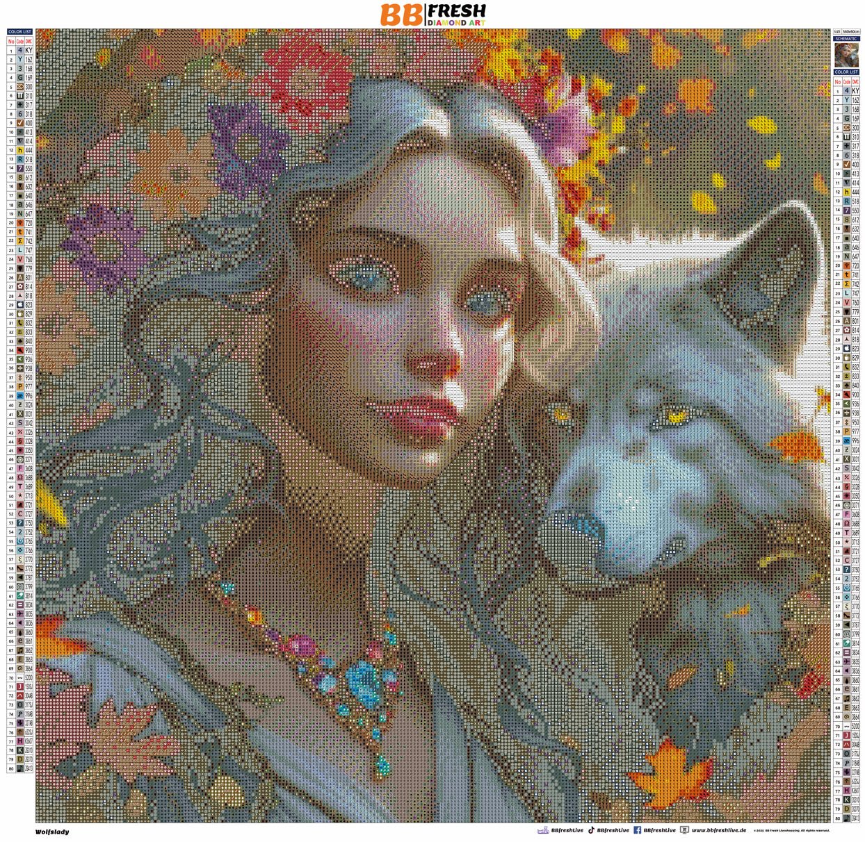 Lady mit Wolf - BB Fresh Diamond Art