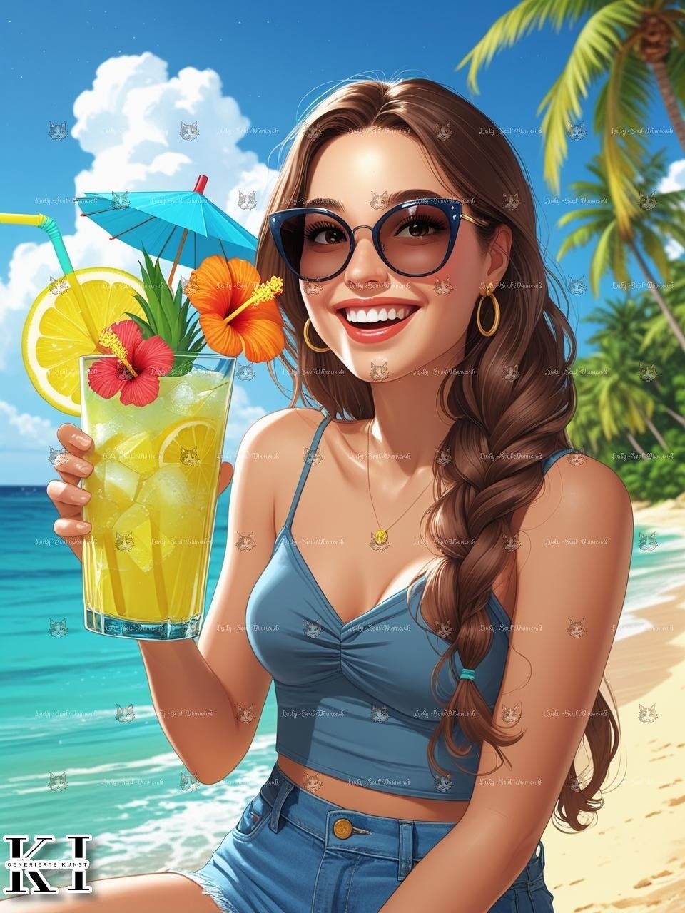 Sunshine Cocktail Girl - Lucky Soul Diamonds