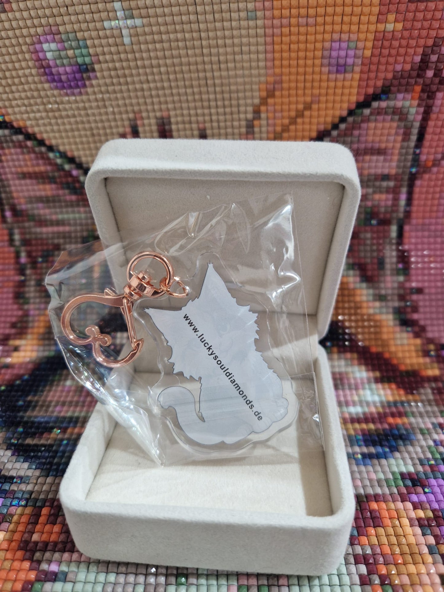 Acryl - Schlüsselanhänger mit Lucky Maskottchen ROSÉ HERZ - Lucky Soul Diamonds