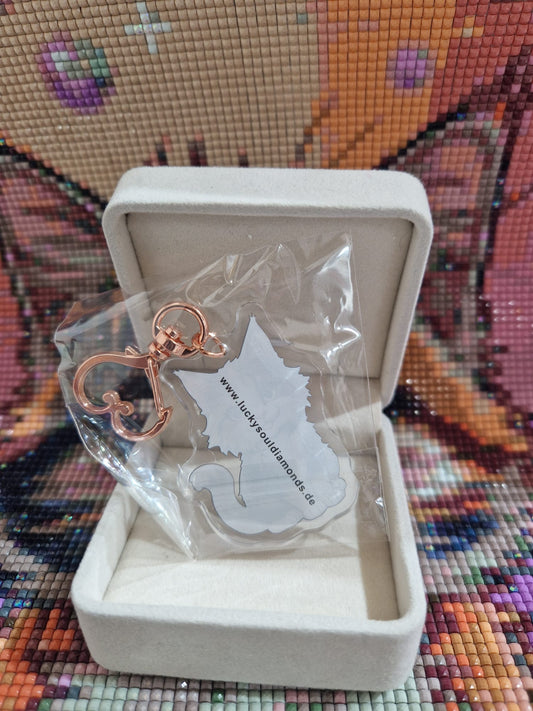 Acryl - Schlüsselanhänger mit Lucky Maskottchen ROSÉ HERZ - Lucky Soul Diamonds