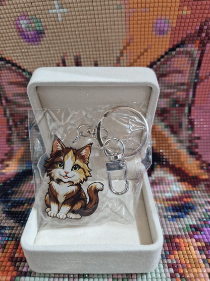 Acryl - Schlüsselanhänger mit Lucky Maskottchen SILBER RING - Lucky Soul Diamonds