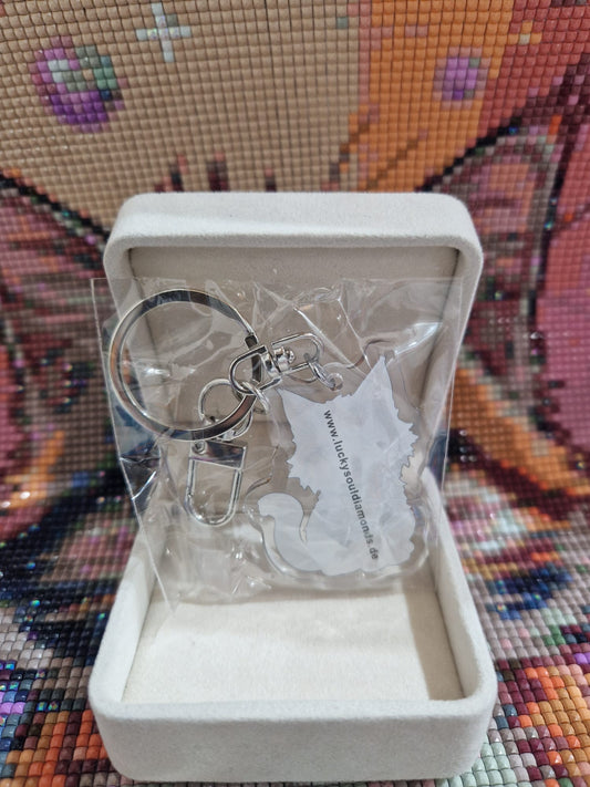 Acryl - Schlüsselanhänger mit Lucky Maskottchen SILBER RING - Lucky Soul Diamonds