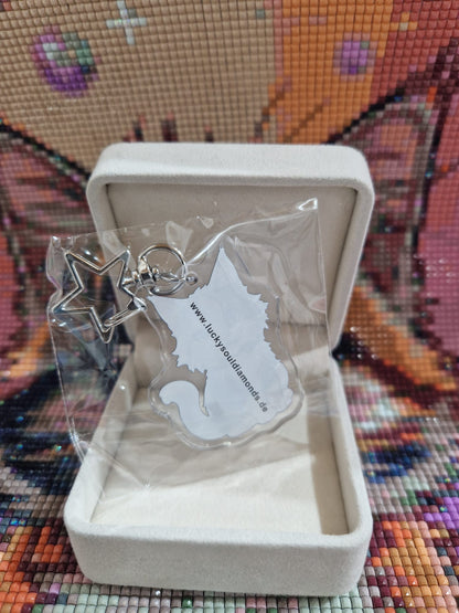 Acryl - Schlüsselanhänger mit Lucky Maskottchen SILBER STERN - Lucky Soul Diamonds
