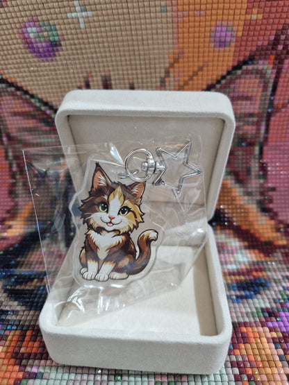 Acryl - Schlüsselanhänger mit Lucky Maskottchen SILBER STERN - Lucky Soul Diamonds