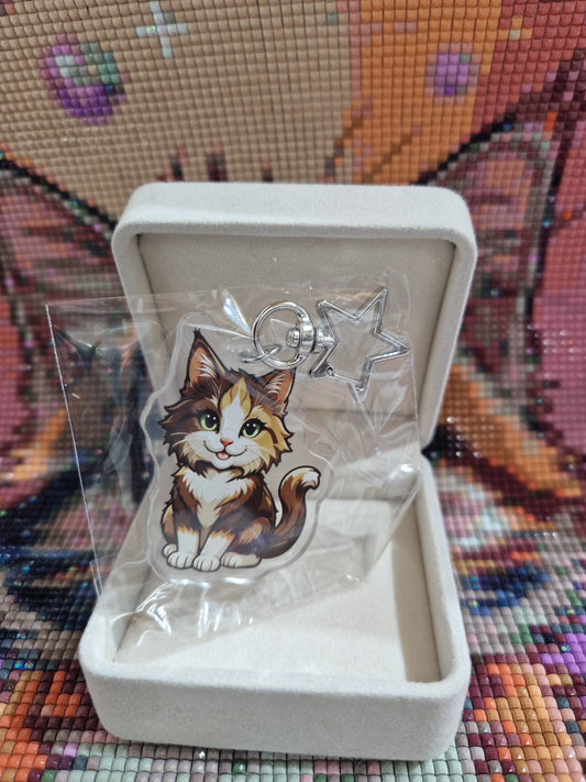 Acryl - Schlüsselanhänger mit Lucky Maskottchen SILBER STERN - Lucky Soul Diamonds