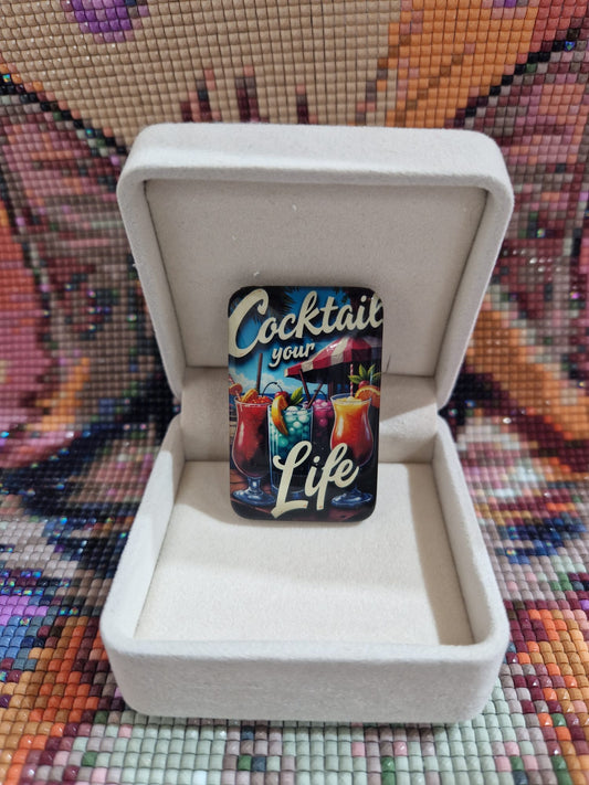Cover Minder "Cocktail your Life" mit Glas & Magnet - Lucky Soul Diamonds