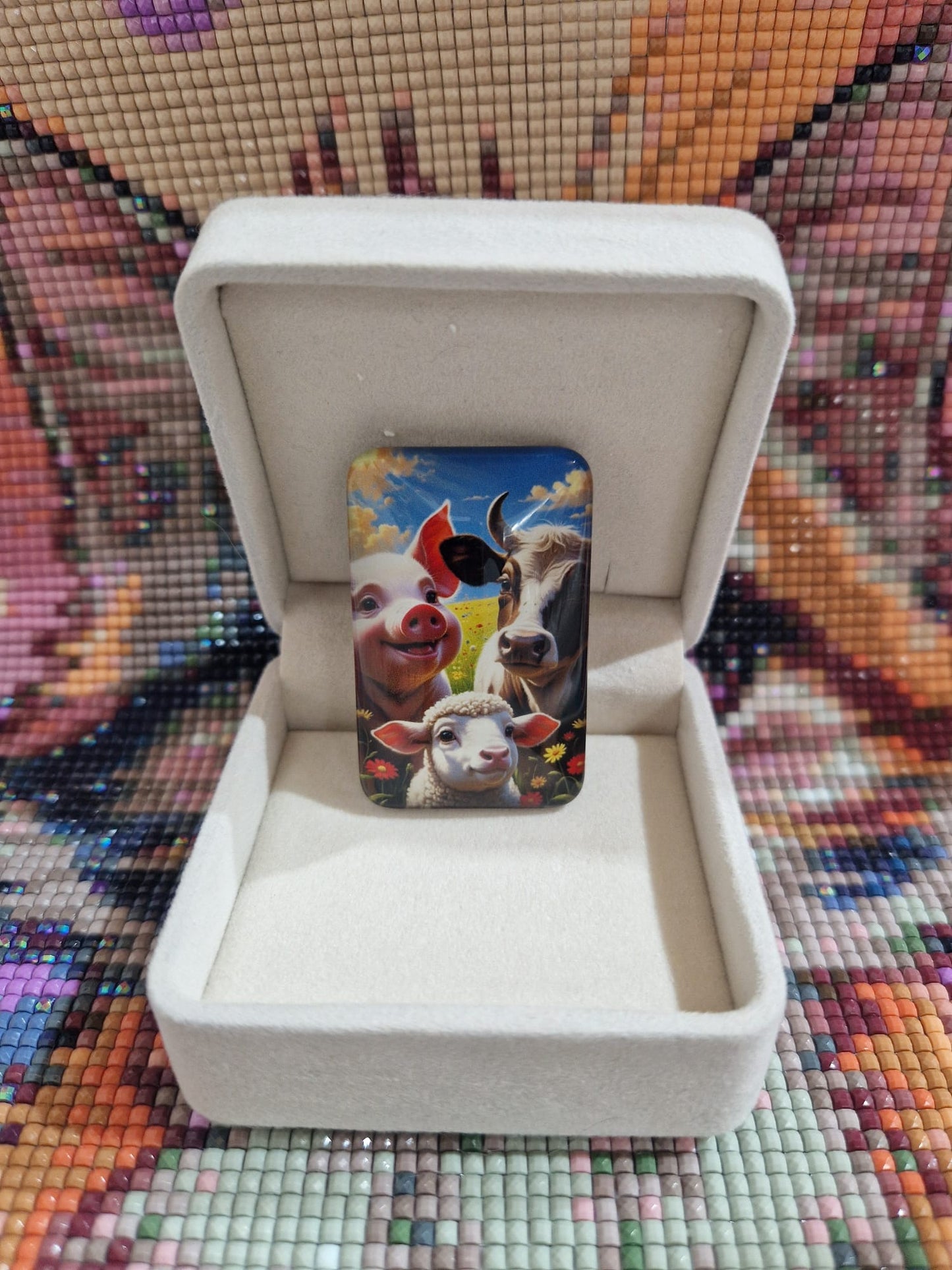 Cover Minder "Nature Bauernhof" mit Glas & Magnet - Lucky Soul Diamonds