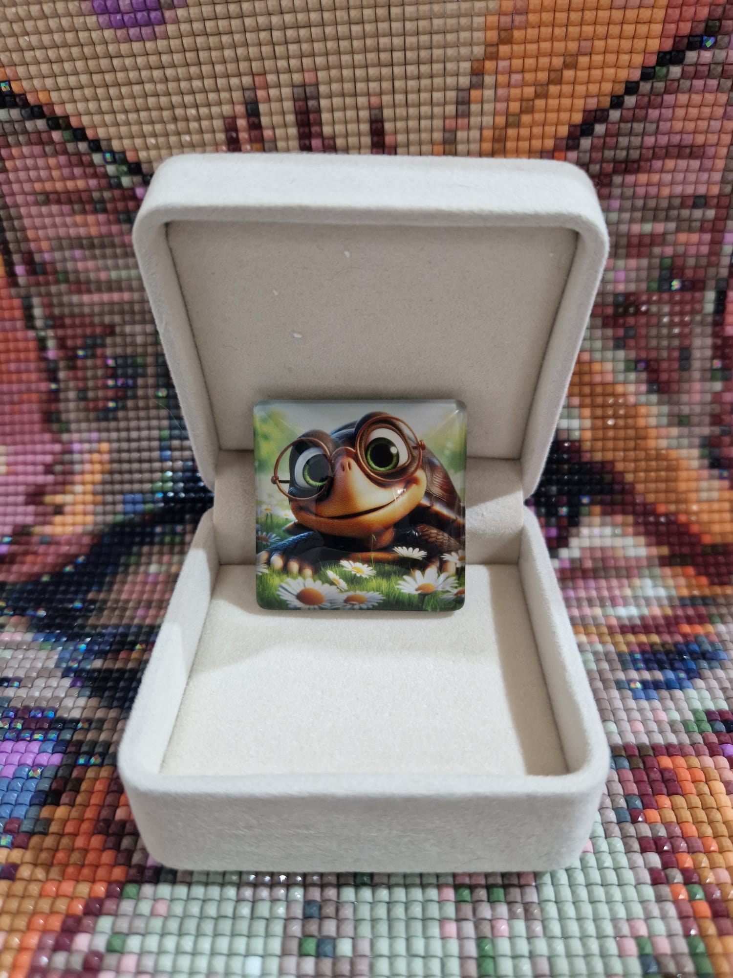 Cover Minder "Schildkröte Einstein by Marinsche" mit Glas & Magnet - Lucky Soul Diamonds