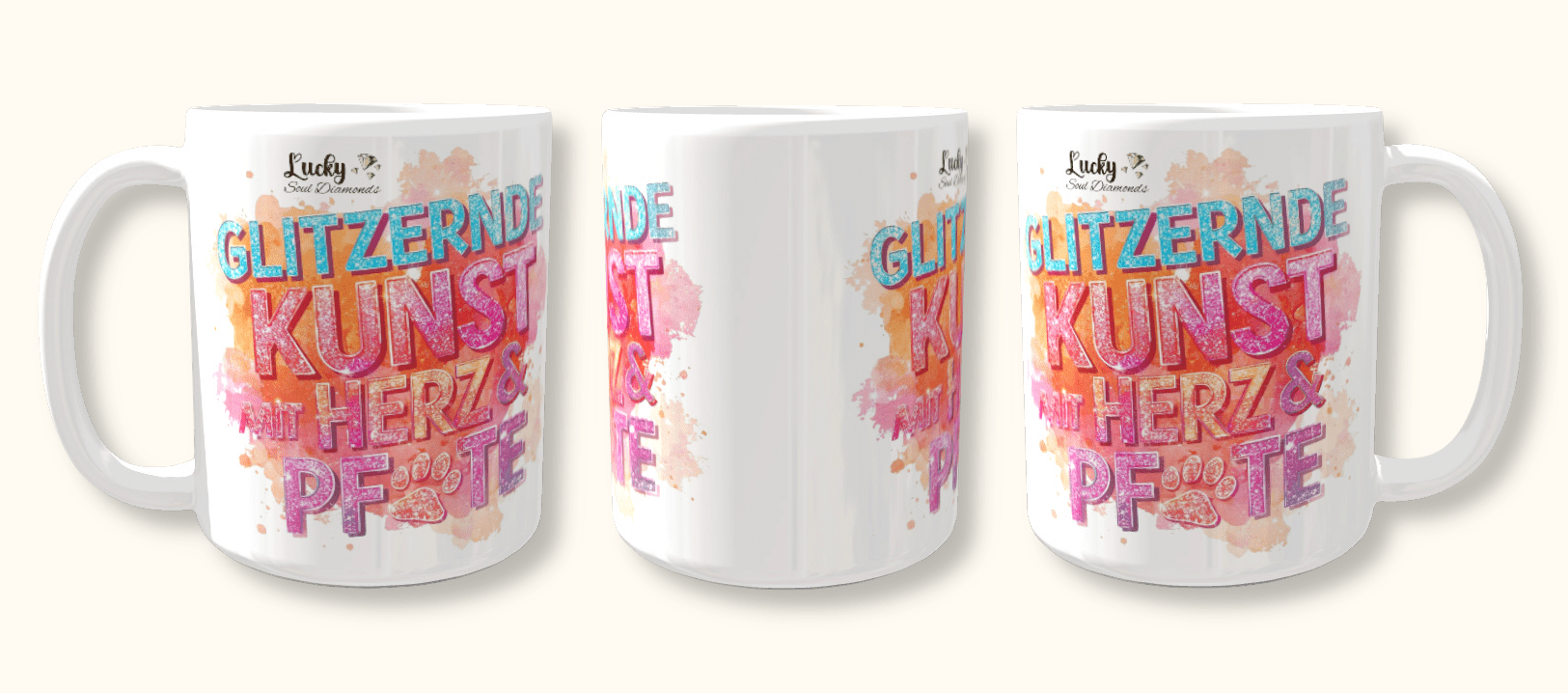 Tasse "Glitzernde Kunst mit Herz & Pfote - Lucky Soul Diamonds