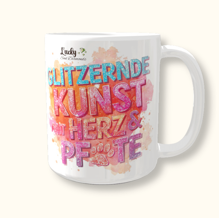 Tasse "Glitzernde Kunst mit Herz & Pfote - Lucky Soul Diamonds