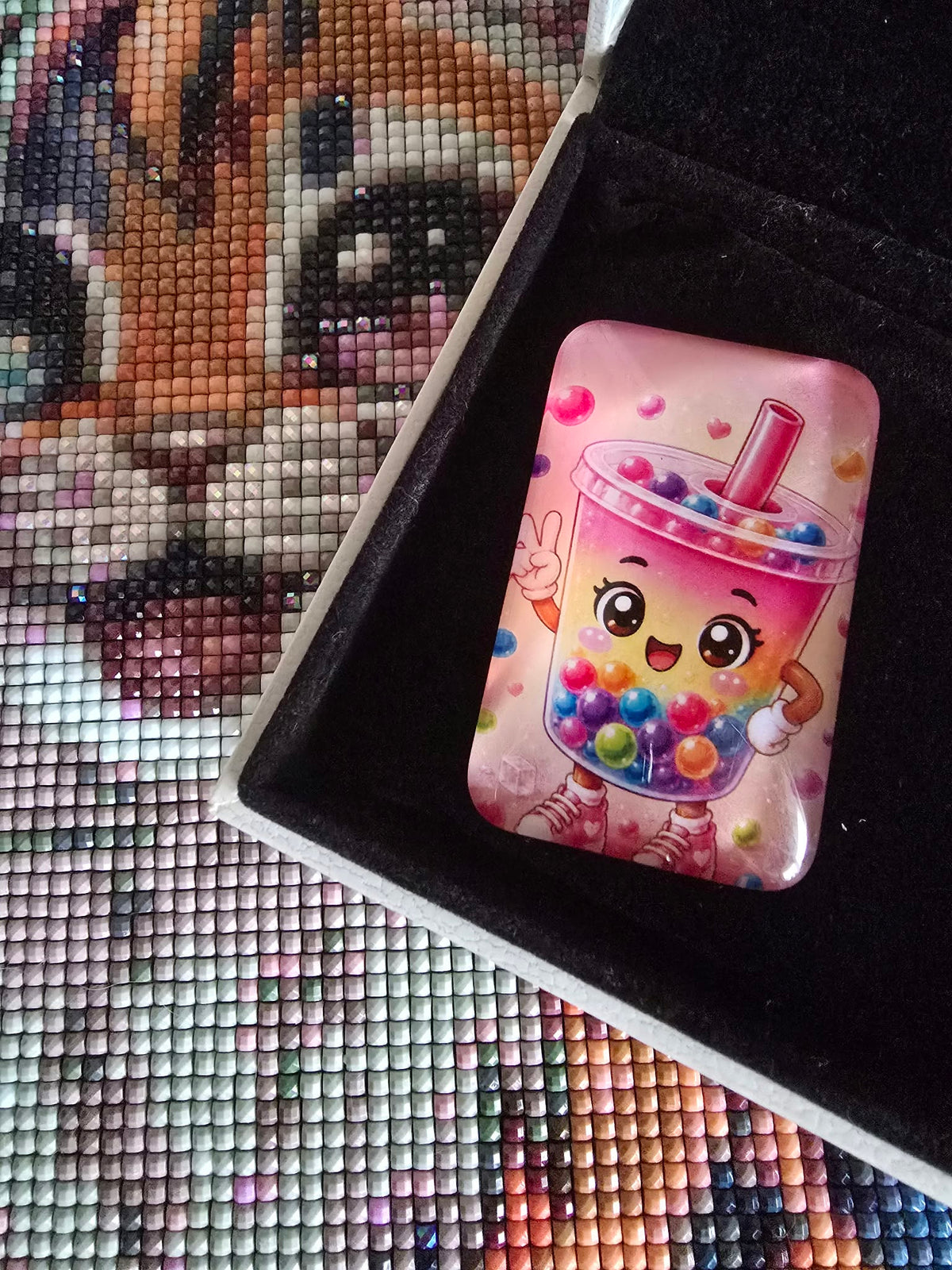 Cover Minder "Bubble Tea" mit Glas & Magnet